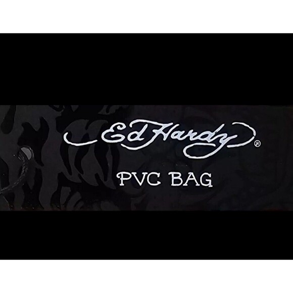 Ed Hardy Bag PURPLE BUTTERFLY Shoulder Purse Large Tote Clear NWT (MSRP: $159) - Picture 8 of 10